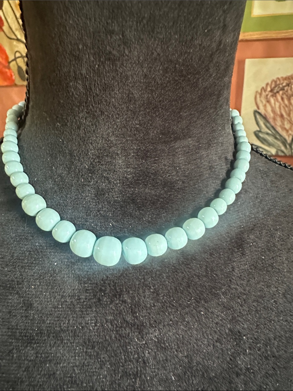 Vintage Robin’s Egg blue necklace and clip earring set